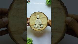 Small Buddha Clay Mural on Wooden Slice claycraft [upl. by Kenzi398]