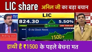 LIC share news today अनिल सिंघवी हाथी है ₹1500 के पहले बेचना मत  Lic share news [upl. by Woodring]