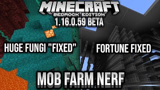 Minecraft Bedrock 116059 Nether Update Beta Huge Mob Farm Nerf Fortune Enchant Fixed [upl. by Enilecram]