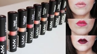 NEW  NYX Matte Lipstick Review w Lip Swatches [upl. by Ardekan]