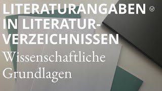 Literaturangaben in Literaturverzeichnissen [upl. by Okiron]