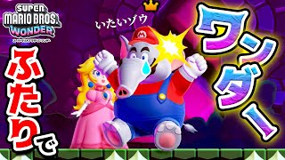 マリオとピーチ姫のふたりでワンダーなクッパJrと対決【スーパーマリオブラザーズ ワンダー 】Part02 [upl. by Ayikin254]