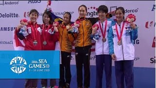 Aquatics Diving Womens Synchronised Platform Victory Ceremony  28th SEA Games Singapore 2015 [upl. by Maurine]