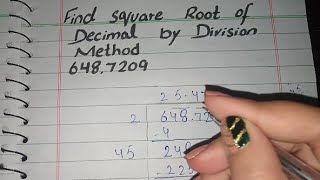 Find Square Root of Decimal by Division Method Square Root of 6487209 √6487209 [upl. by Vahe729]