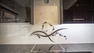 Kitchen Worktop amp Glass Splashback Installation  Before and After  CreoGlass Design [upl. by Hettie]