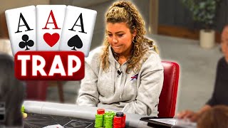 SHE TRAPS ACES IN 3WAY POT [upl. by Valerlan]