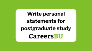 Write personal statements for postgraduate study [upl. by Pownall54]