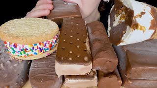 ASMR Chocolate Ice Cream HaagenDazs Birthday Cake Cookie Sandwich Snickers Twix Klondike Cone [upl. by Reeva]