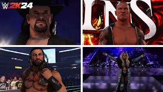 WWE 2K24 All Official Entrances So Far Reigns Rollins Orton Knight Rhodes Lynch Flair amp More [upl. by Annaeg]