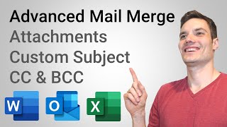 How to Mail Merge with Attachments Custom Subject amp CC  BCC  using Word Excel amp Outlook [upl. by Luzader]