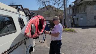 Thule Hullavator kayak carrier on a Ford E250 Camper Van [upl. by Nnyliram]