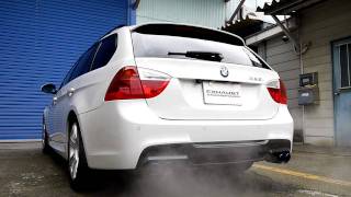 ARQRAY BMW E91 325i TOURING QUAD EXHAUST [upl. by Puglia]