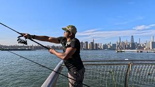 NYC Pier Fishing Overlooking Manhattans Mesmerizing Cityscape [upl. by Graybill168]