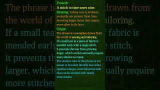 Proverb  A Stitch in Times Saves Nine  English Speaking Made Easy  English Proverbs proverbs [upl. by Keegan]