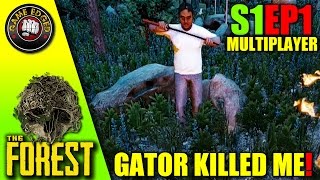 The Forest Multiplayer CoOp Gameplay  Gator Attacks  S1EP1 Lets Play Alpha 021 [upl. by Bertila]