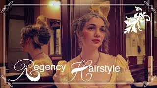 Regency Updo ⊰ Historical Hairstyle ⊱ Simple Bun and Silk Turban Bow [upl. by Mihalco]