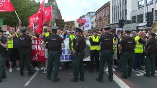 Antiracist counterprotest in Belfast in response to antiimmigration demonstration  AFP [upl. by Bette-Ann354]