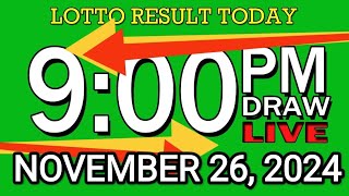 LIVE 9PM LOTTO RESULT TODAY NOV 26 2024 2D3DLotto 9pmlottoresultnovember262024 swer3result [upl. by Mahgirb]