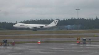 Iran Air B747200 arrives at GothenburgLandvetter Airport [upl. by Erhart]