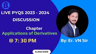 AOD JEE  AOD CLASS 12  APPLICATIONS OF DERIVATIVES FOR JEE  By Er VN Sir [upl. by Guttery]