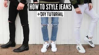 How To Style Jeans  Distressed Denim  DIY Tutorial  Mens Fashion 2023 [upl. by Eelik296]