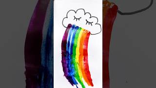 Rainbow Cloud 🌈☁️ Acrylic painting for kids rainbow painting art trending pipafuntv [upl. by Ayatal]