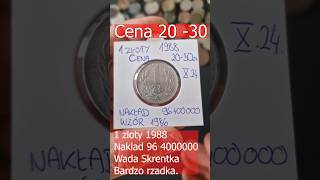 1 złoty 1988 cena 2030 zł Brak produkcyjny Skrętka 320°Monety Prlu 1złoty 1988 [upl. by Ardnuhsor]