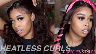 Heatless Curls Tutorial  Flawless Chocolate Brown HD Lace Wig Install  Asteria Hair  Sierralovv [upl. by Goode950]