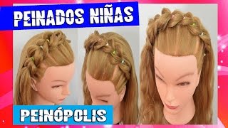 Peinados con Trenza Diadema para Cabello Rizado 💗 Trenzas para Niñas Faciles [upl. by Vladamar]