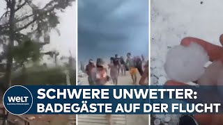 WETTERCHAOS IN ITALIEN Schwere Unwetter und Hitzewelle mit Rekordtemperaturen von 47 bis 48 Grad [upl. by Nylahs17]