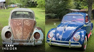 How A Rusted 1960s Volkswagen Beetle is Restored  Cars Insider [upl. by Bertasi172]