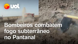 Pantanal em chamas Bombeiros combatem incêndio subterrâneo no bioma veja vídeo [upl. by Hsaka]