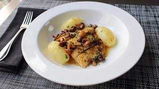 PanRoasted Halibut with Mushrooms amp Lemon Butter Sauce  Fast amp Easy Halibut Recipe [upl. by Emawk209]