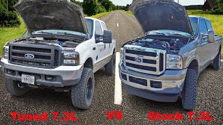 Tuned 73L vs Stock 73L Powerstroke [upl. by Nieberg927]