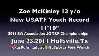 Zoe McKinley New USATF National Record Youth Girls Pole Vault 13 yo [upl. by Thorsten]