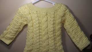 Crochet cable baby sweater part 1 of 2  with Ruby Stedman [upl. by Suelo]