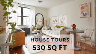 House Tours Brooklyn Roommates In A Colorful 530 SQ FT Apartment [upl. by Liamaj]