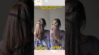 Long Ponytail Hairstyle Hack with claw clip hairstylehacks ponytailhairstyles Day1430day [upl. by Lattie]