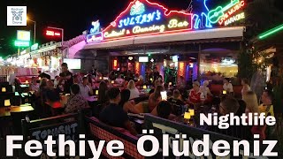 4K Fethiye Ölüdeniz Nightlife Street View with Hisaronu Dji Osmo Action Camera Blue Lagoon Turkey [upl. by Nwahsyd]