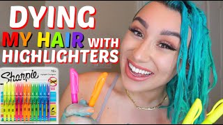 DYING MY HAIR WITH HIGHLIGHTERS [upl. by Gredel]