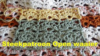 Haken  tutorial 588 Steekpatroon open waaier linkshandig [upl. by Yerroc642]