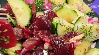 recette avec betterave rouge cuite  salade de betterave rouge concombre 137 [upl. by Nitin]