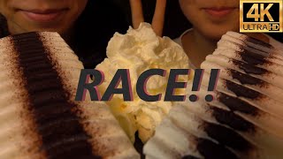 ASMR RACE Viennetta Ice Cream Cake No Talking Eating Sound 吃播먹방 4K [upl. by Orian]