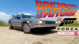 Driving the DeLorean Time Machine in Forza Horizon 5 [upl. by Icyac]