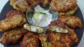 Greek Zucchini balls quotKolokithokeftedesquot for an easy summer starter [upl. by Iyre]