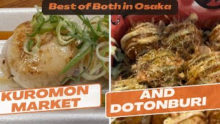 Kuromon Market and Dotonburi Eating All Day in Osaka Japan [upl. by Atteuqal718]