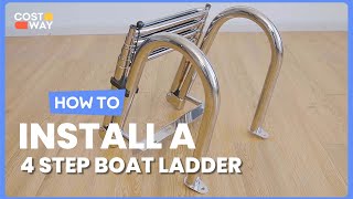 How to Install the 4 Step Boat Ladder with Pedal Handrail  NP10122 costway howto [upl. by Jacqueline]