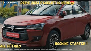 Finally ‼️ Dzire Facelift 2024 Is Here  All Specification  5 ⭐️ Safety Rating  Booking Started💯 [upl. by Hamrnand]