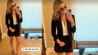 Amanda Balionis rocks shorts with a blazer as she shows her Friday outfit in New York sitting out [upl. by Rudy]