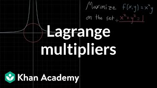 Lagrange multipliers using tangency to solve constrained optimization [upl. by Enos]